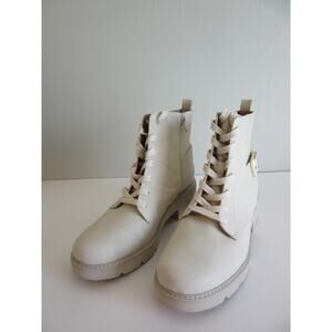 NATURALIZER Cabaret Ivory Size 9 Lace Up Side Zip Ankle Booties New Flaws
